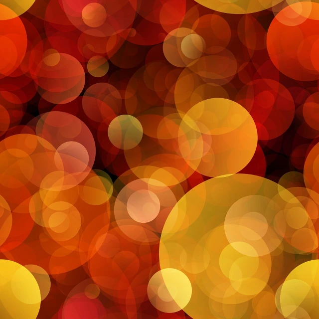 a bunch of different colored circles on a black background, generative art, autumn bokeh, dark oranges reds and yellows, made entirely from gradients, seamless texture