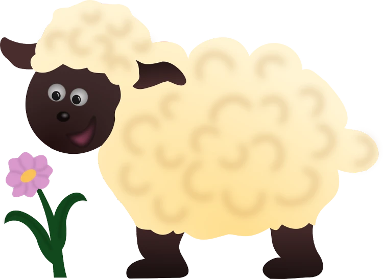 a cartoon sheep standing next to a flower, a digital rendering, inspired by Masamitsu Ōta, mingei, ( brown skin ), black female, warm spring, human lamb hybrid