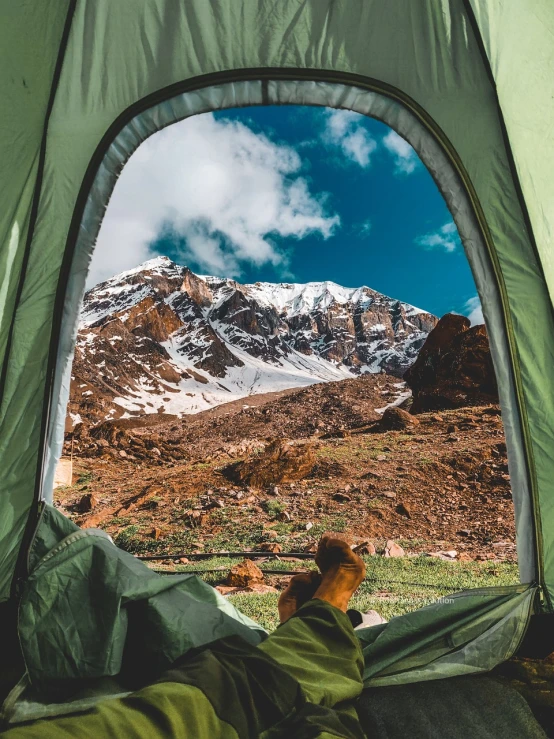 a teddy bear sitting inside of a tent, a picture, by Muggur, trending on unsplash, breathtaking himalayan landscape, spring season, 🐋 as 🐘 as 🤖 as 👽 as 🐳, window open