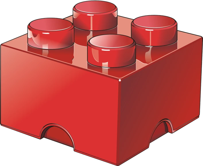 a red lego brick with four red knobs, digital art, by Thomas Häfner, pixabay, digital art, jars, server, without text, red dish