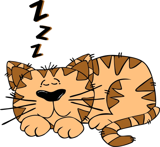 a cartoon cat sleeping with its eyes closed, a digital rendering, mingei, ((tiger)), japanese cartoon style, nighttime!!!!!!, mischievous expression