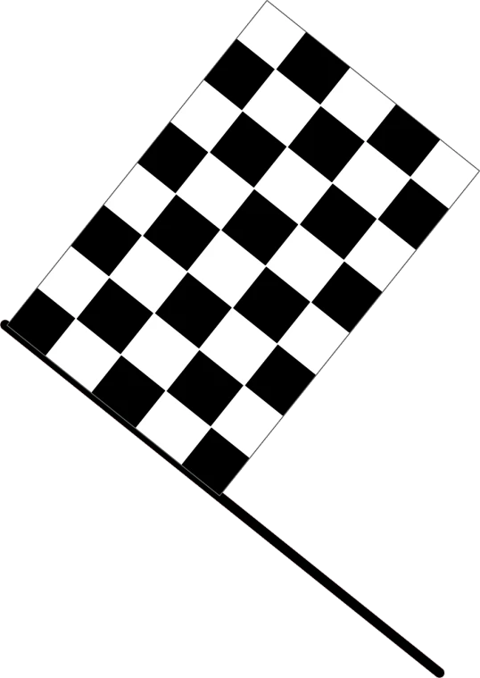 a black and white checkered flag on a stick, a digital rendering, inspired by Masamitsu Ōta, clear lines!!, beginner, illustration black outlining, an illustration