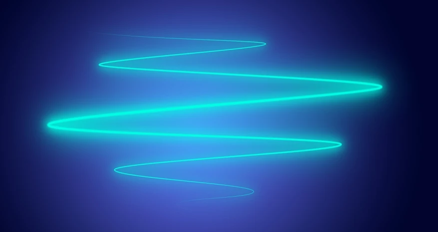 a blue neon wave on a black background, digital art, by Andrei Kolkoutine, digital art, soft light.4k, bright thin lasers, 2d minimalism, minimalist wallpaper