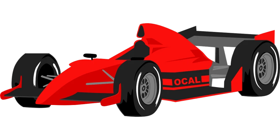 a red race car on a black background, inspired by Óscar Domínguez, opal, red and black colour scheme, oceanside, clipart