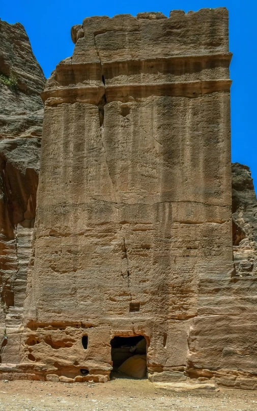 a horse standing in front of a rock formation, a portrait, by Richard Carline, shutterstock, les nabis, tall columns, panorama shot, stone relief, jordan