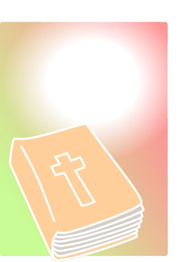 a book with a cross on top of it, a picture, colored light, cover illustration, color illustration, background(solid)