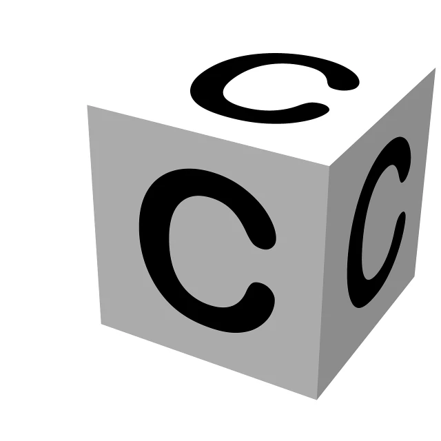 a black and white cube with the letter c on it, by Tom Carapic, computer art, reference sheet white background, menger sponge, celshaded, canine