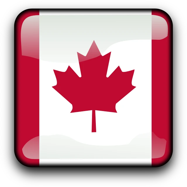 a canadian flag button with a maple leaf on it, shutterstock, digital art, vector graphics icon, square, layered, red and black flags