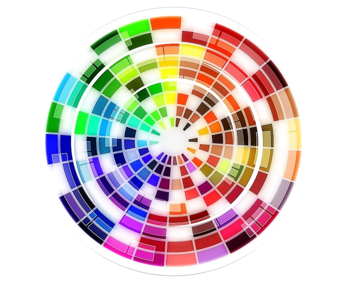 a circle of colors with a white background, a digital rendering, rich colour scheme, pantone, enhance colors, thumbnail