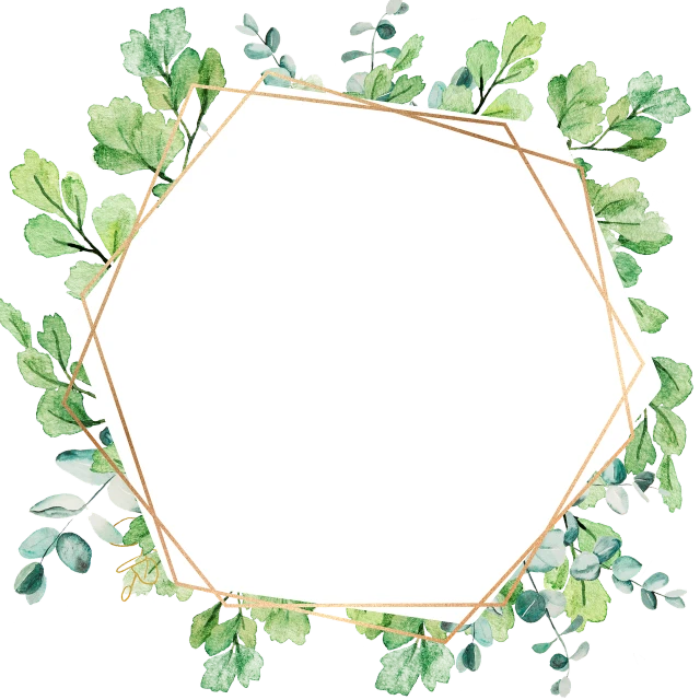 a white hexagonal frame surrounded by green leaves, inspired by Katsukawa Shunchō, shutterstock, black, watercolor background, 2 0 5 6 x 2 0 5 6, background image