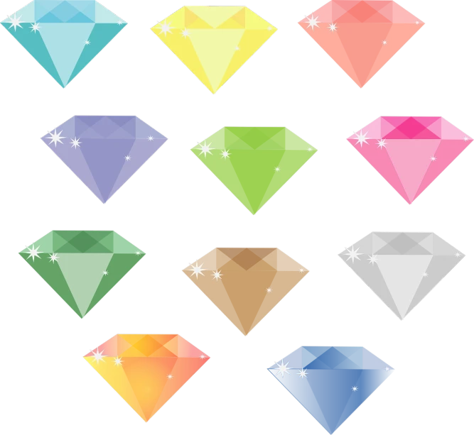 a bunch of different colored diamonds on a black background, by Taiyō Matsumoto, deviantart, color vector, cartoonish vector style, crystal material, ( ( ( colorful ) ) )