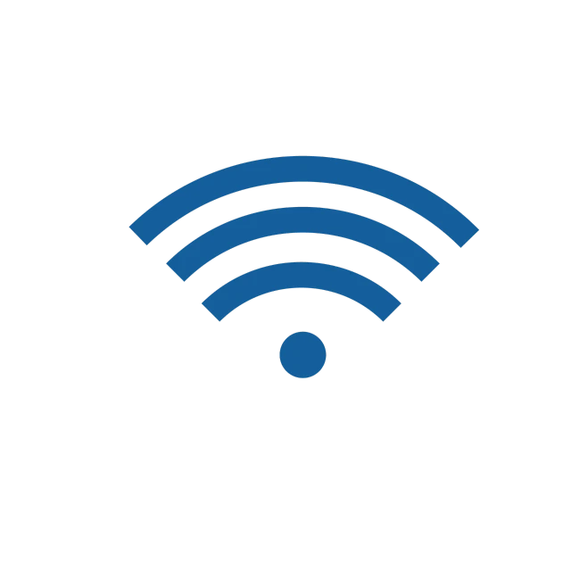 a blue wifi icon on a black background, an illustration of, by Dan Content, on a flat color black background, header, close up image, radio signals