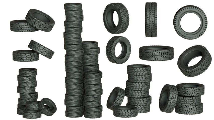 a bunch of tires stacked on top of each other, polycount, ultra detailed 16k, thick set features, lowres