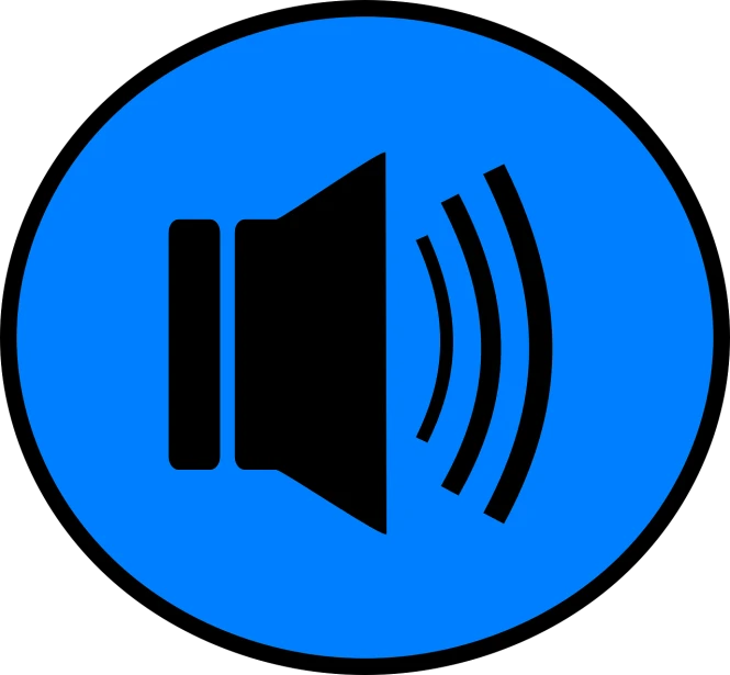 a blue button with a sound coming out of it, an illustration of, pixabay, mingei, speakers, billboard image, black, profile picture 1024px