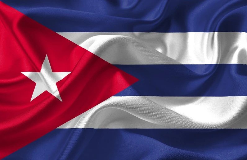 the flag of cuba is waving in the wind, a digital rendering, art deco, closeup photo, center view, tourist photo, highresolution