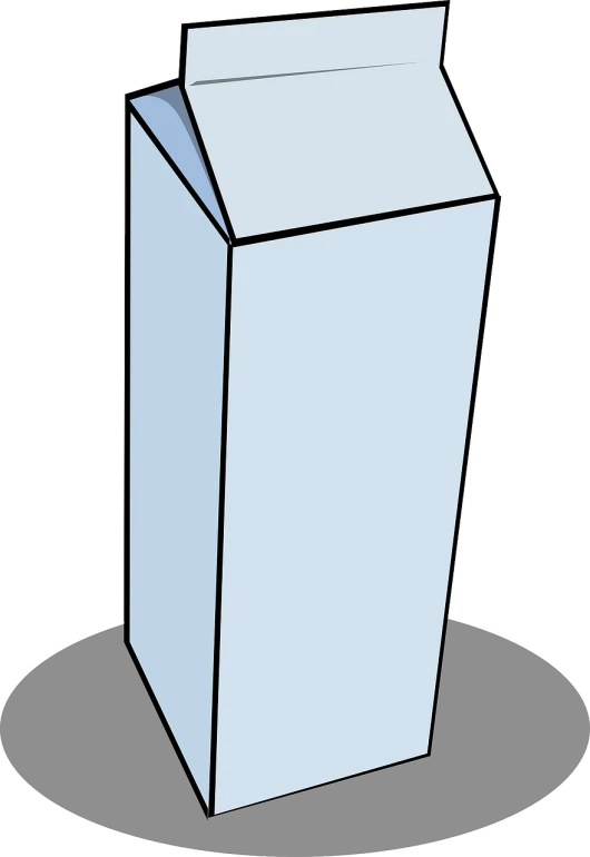 a carton of milk, a raytraced image, deviantart, glass obelisk of the void, 2d side view, simple cartoon, ((monolith))