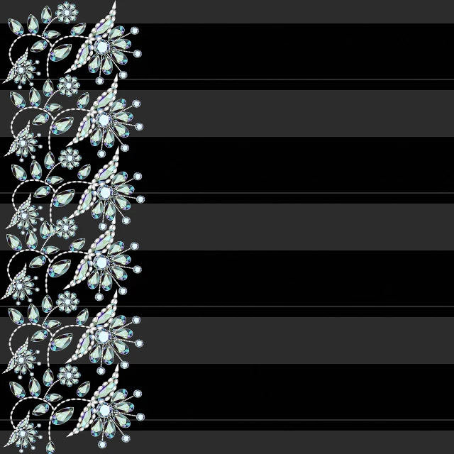 a diamond and pearl border on a black background, a screenshot, inspired by Slava Raškaj, deviantart, arabesque, floral bling, black stripes, ! haute couture!, wallpaper - 1 0 2 4