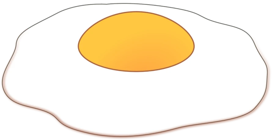 a fried egg sitting on top of a white plate, an illustration of, pixabay, sōsaku hanga, no gradients, cross section, [ [ soft ] ], digitally colored