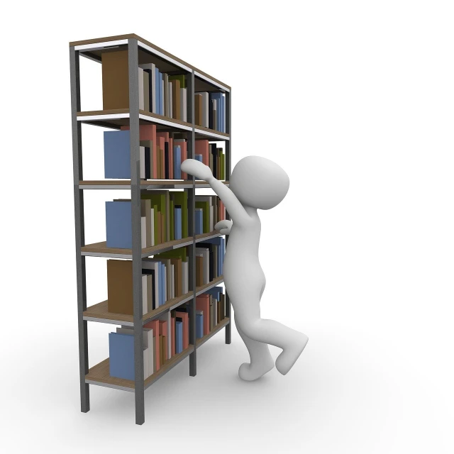 a person pushing a book shelf full of books, a digital rendering, figuration libre, product introduction photo