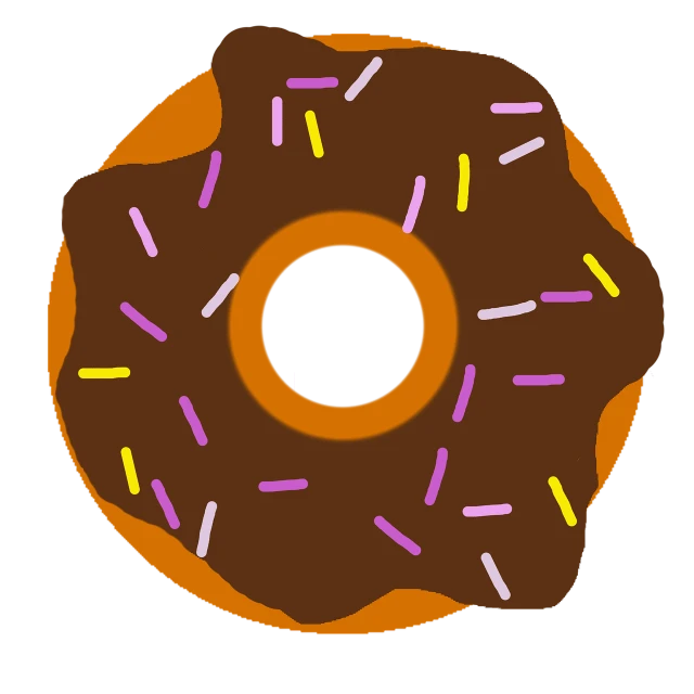 a chocolate frosted donut with sprinkles, a digital painting, inspired by Kōno Michisei, pop art, ( ( dark skin ) ), very very low quality picture, ( ( ( colorful ) ) ), cutout