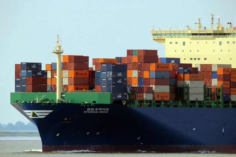 a large container ship in the middle of the water, by Tom Carapic, figuration libre, closeup photo, stacked, organic, not cropped