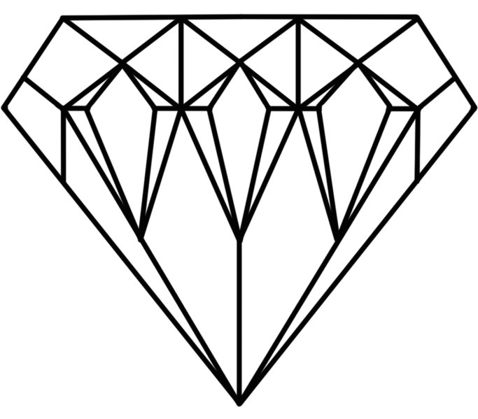 a diamond on a black background, inspired by João Artur da Silva, deviantart, minimalism, thick black lineart, group photo, banner, jewels