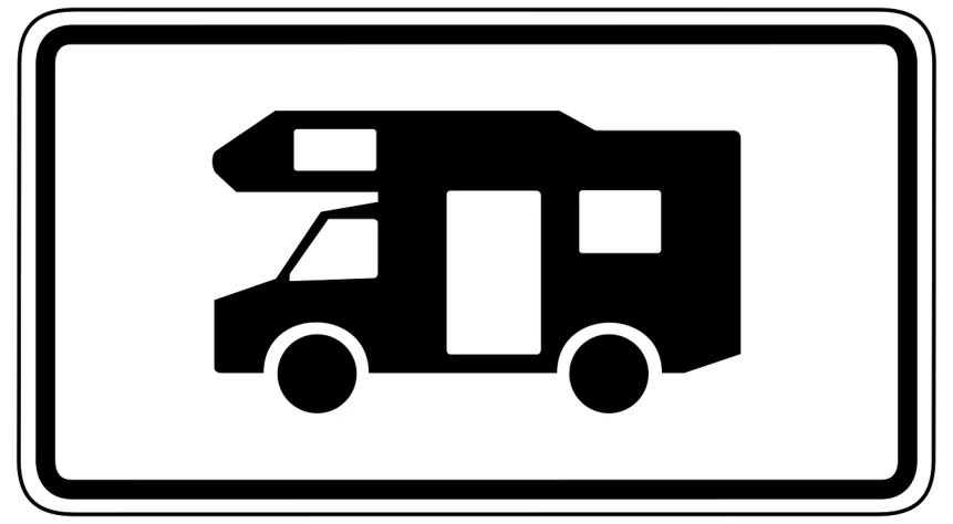 a black and white picture of a truck, a cartoon, pixabay, plasticien, road street signs, camper, webdesign icon for solar carport, width 1 0 2 4