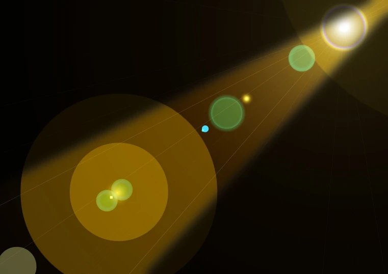 the sun shines brightly on a black background, polycount, light and space, lens orbs, colorized photon, spotlight from above, light coming from the right side