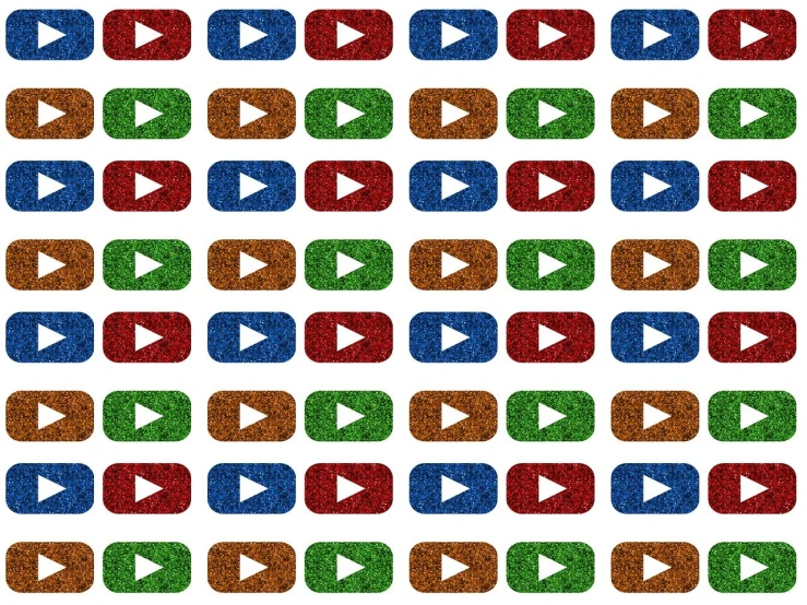 a pattern of different colors on a white background, video art, youtube logo, icon pack, in a shapes background, music being played