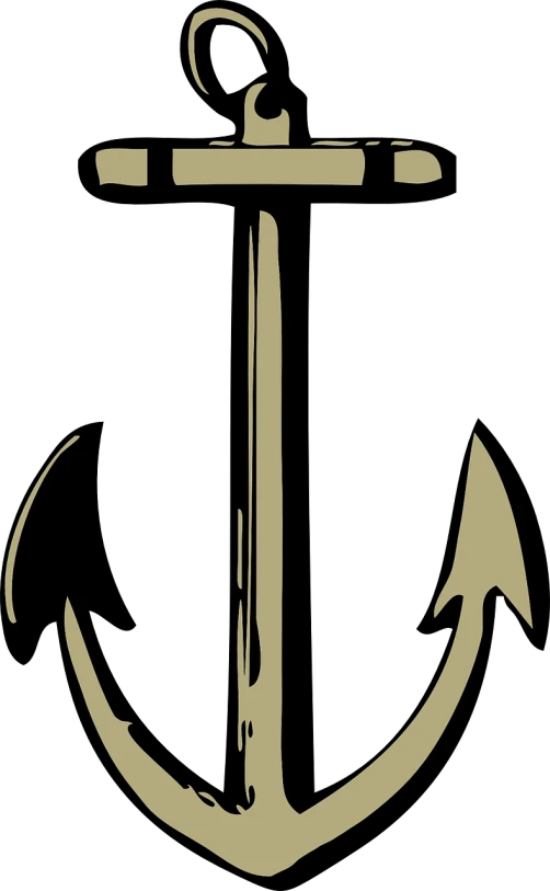 a close up of an anchor on a black background, by Tomàs Barceló, vectorized, dark and beige atmosphere, a tall, front