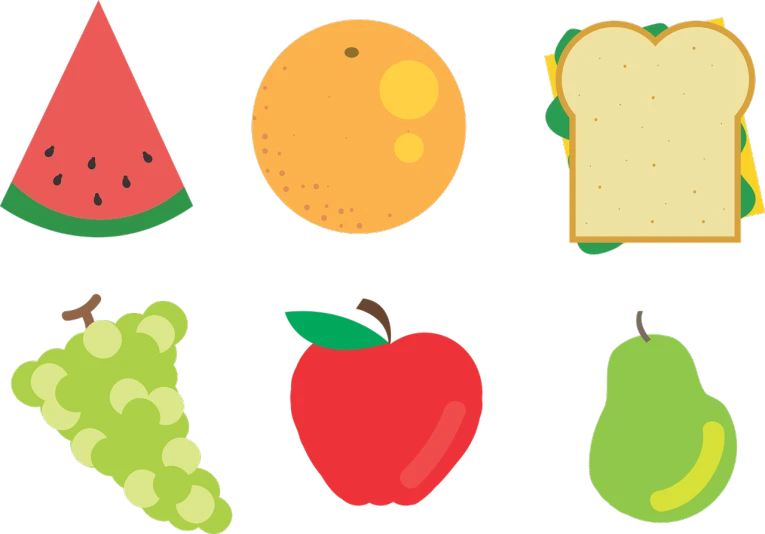 a variety of fruits and vegetables on a black background, concept art, by Carey Morris, unsplash, pictogram, sandwich, 2d icon, 🍸🍋