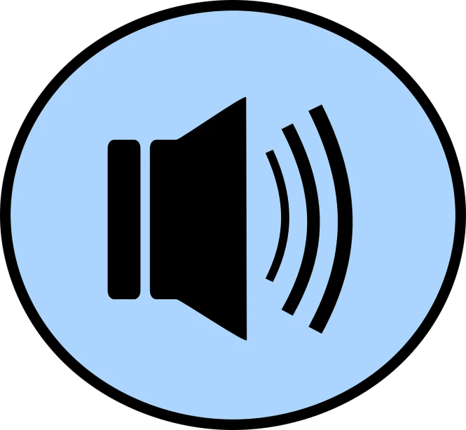 a sound icon in a blue circle, pixabay, mingei, billboard image, volume rays, with a black background, on a pale background