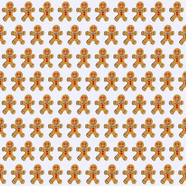 a pattern of gingerbreads on a white background, a digital rendering, inspired by Ödön Márffy, tumblr, minimalism, sprite sheet, background image, twisty, yellowing wallpaper