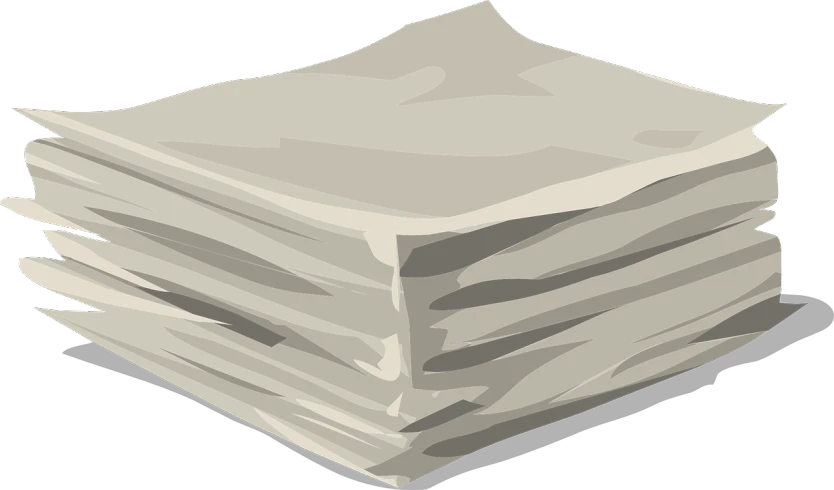 a stack of papers sitting on top of each other, a photocopy, inspired by Masamitsu Ōta, pixabay, computer art, cartoon illustration, limestone, plastic wrap, no gradients