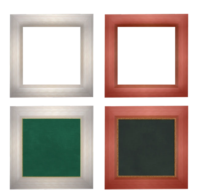four different colored frames on a black background, inspired by Gilbert Stuart, rendering, blackboard, square, davinci