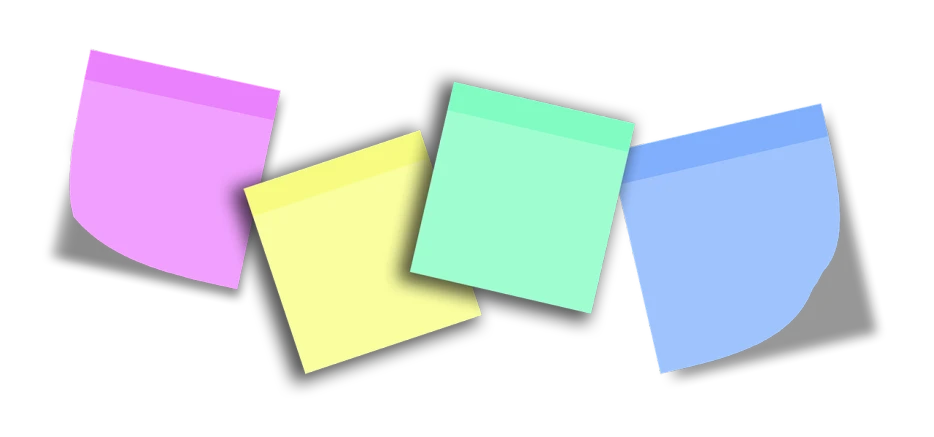 a group of sticky notes sitting on top of each other, digital art, trending on pixabay, digital art, on a flat color black background, three fourths view, banner, colored projections