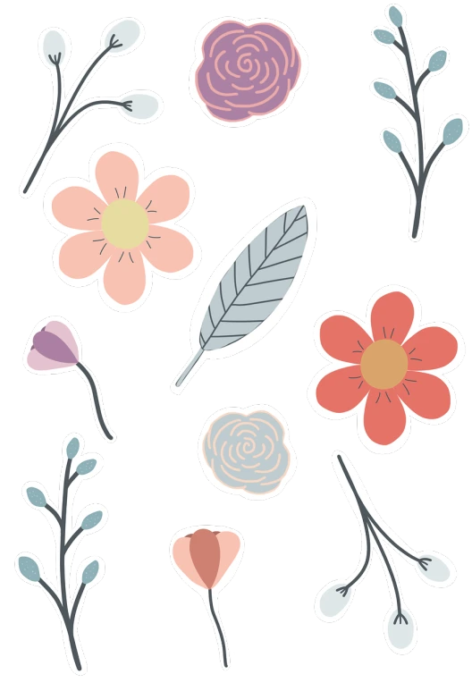 a bunch of flowers on a black background, vector art, inspired by Masamitsu Ōta, unsplash, scrapbook paper collage, seasons!! : 🌸 ☀ 🍂 ❄, delicate embellishments, patch design