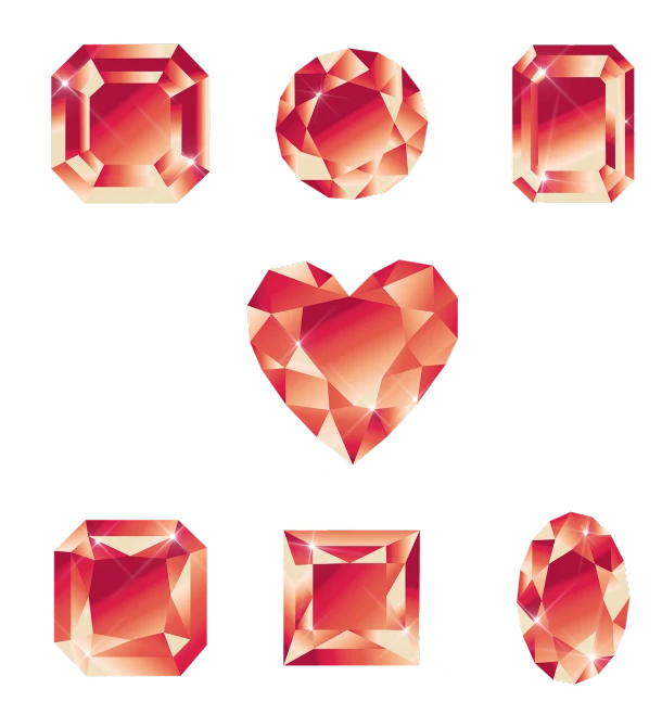 a bunch of red diamonds on a black background, an illustration of, by Nakahara Nantenbō, deviantart, psd spritesheet, peach, heartstone, cartoonish vector style