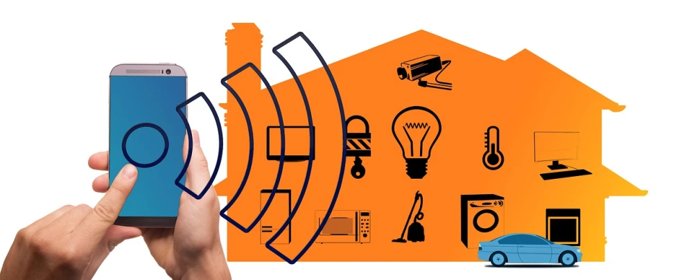 a person holding a smart phone in front of a house, an illustration of, pixabay, radio equipment, orange electricity, cctv, engraved
