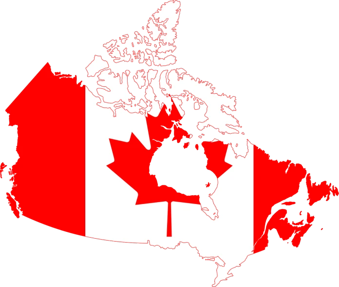 a map of canada with a canadian flag on it, a photo, pixabay, regionalism, high contrast!, 2010, 3 2 x 3 2, lit up