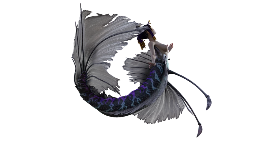 a close up of a fish with a crown on it's head, inspired by Li Kan, zbrush central contest winner, conceptual art, woman riding a flying unicorn, long elegant tail, d render, as a character in tekken