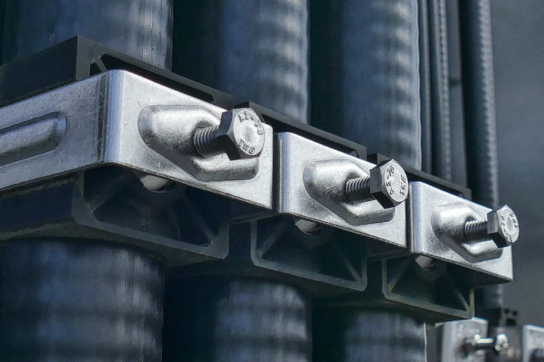 a close up of a metal object on a pole, a digital rendering, by Jason Felix, bolts, stacks, commercial banner, hdpe