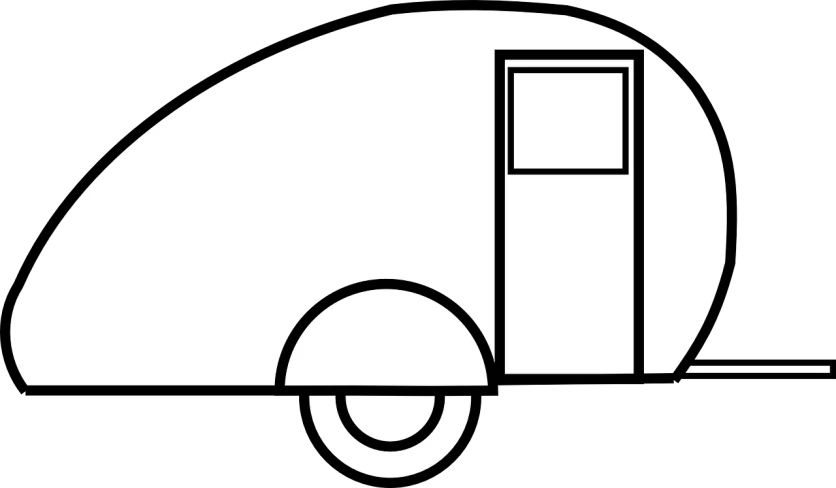 a black and white image of a camper trailer, by Quinton Hoover, pixabay contest winner, minimalism, clipart icon, sharp nose with rounded edges, round-cropped, full view of a car