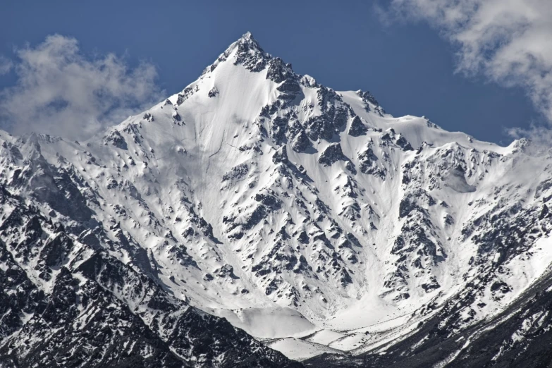 a large mountain covered in snow under a blue sky, by Andrei Kolkoutine, flickr, hurufiyya, high detail!!! 8 k, 2 0 0 mm telephoto, mongol, front on