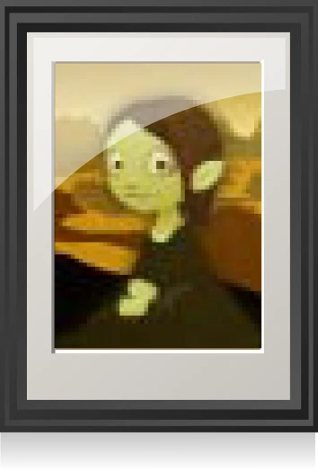 a close up of a picture of a monkey, inspired by Luigi Kasimir, deviantart contest winner, digital art, mona lisa as a goth girl, vertical movie frame, pixelate, medium portrait of a goblin