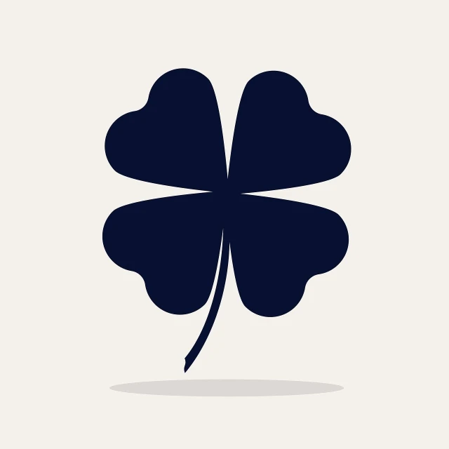 a four leaf clover on a white background, by Leon Polk Smith, folk art, dark blue color, unique silhouettes, minimalist illustration, on a pale background