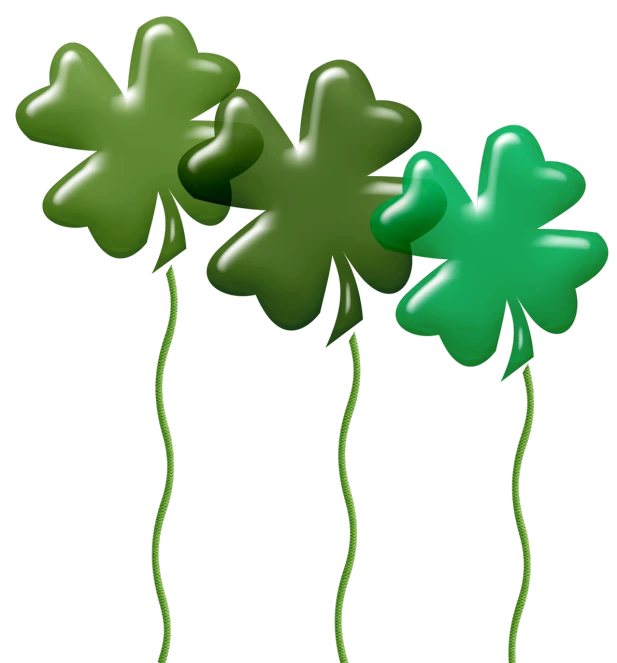 a group of four leaf clovers sitting next to each other, a digital rendering, inspired by Luigi Kasimir, balloon, on black background, 2 0 1 0 photo, no gradients