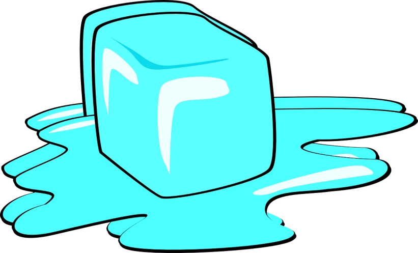 a block of ice sitting on top of a puddle of water, concept art, inspired by Masamitsu Ōta, pixabay, dayglo blue, !!! very coherent!!! vector art, sink, blue-black