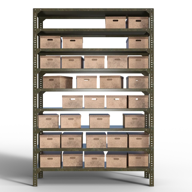 a bunch of boxes that are on a shelf, a digital rendering, mingei, military storage crate, high resolution product photo, from metal gear, [[empty warehouse]] background