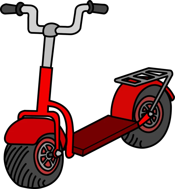 a red scooter on a black background, digital art, clipart, battery, wheel, shag